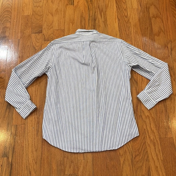 Ralph Lauren Mens Button Down Size Large White Blue Striped Long Sleeve - Picture 10 of 12